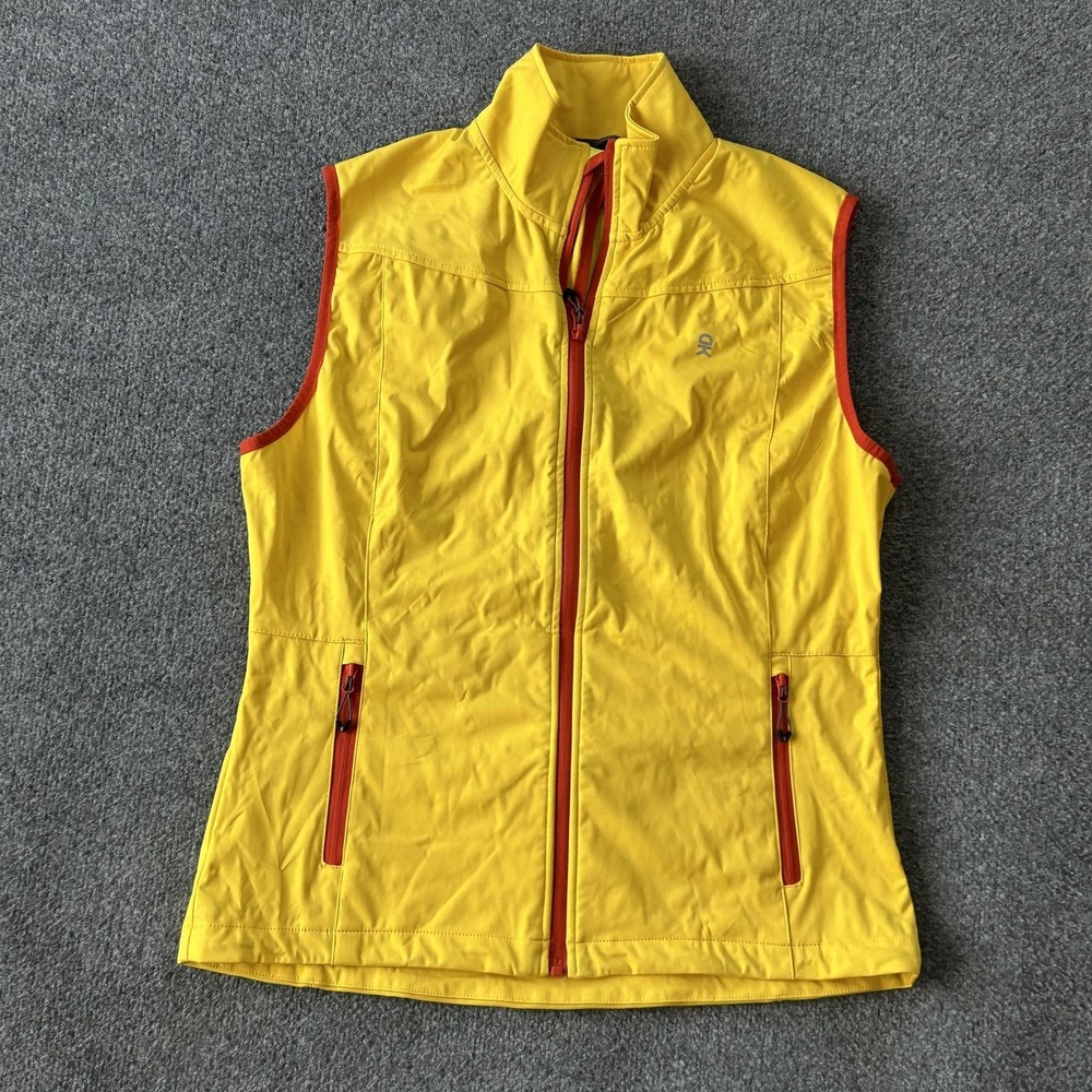 Little Donkey Andy Vest Womens Large‎ Yellow Softshell Windbreaker Zip Pockets
